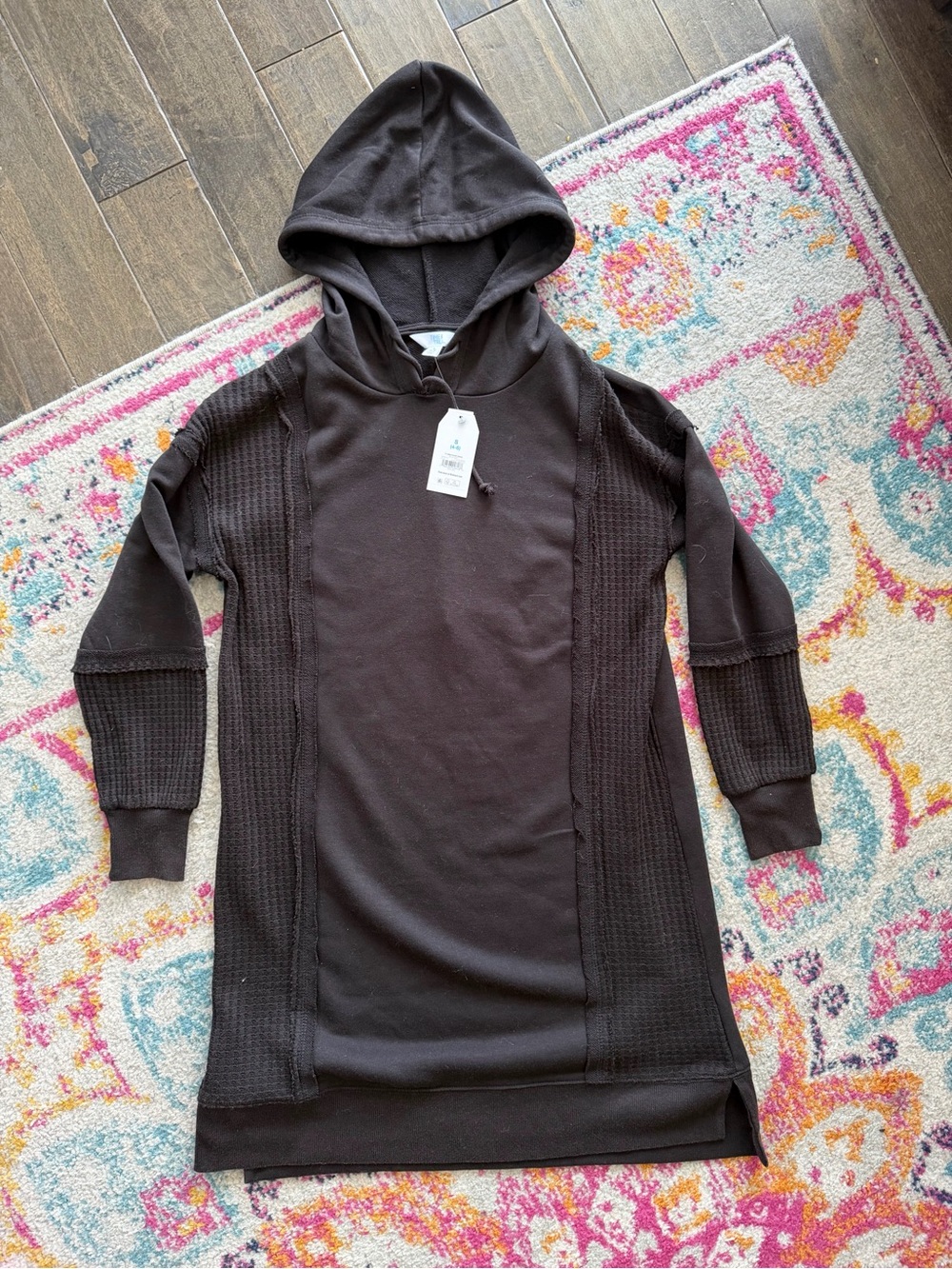 Time and Tru Black Hooded Knit Dress